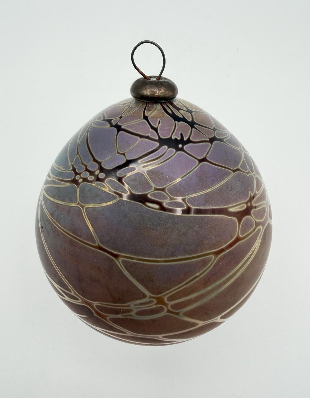 Craig Zweifel Art Glass Christmas Ornament Gold Abstract Swirl 3” Signed 1982